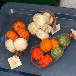 Festive Pumpkin Accent Set - Orange, White, and Green